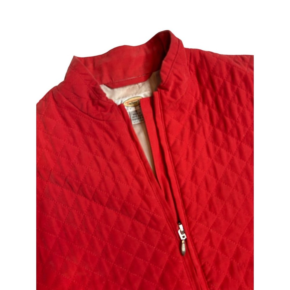 Talbots Womens Small‎ Sleeveless Quilted Vest Lined Zip Elastic Waist Orange